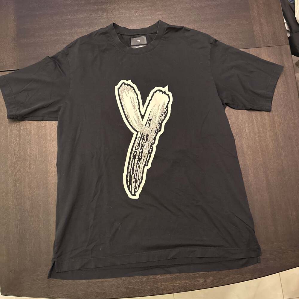 Adidas Y-3 LOGO GFX Tee T-Shirt Oversized Black White Men's Size S Small HY1271